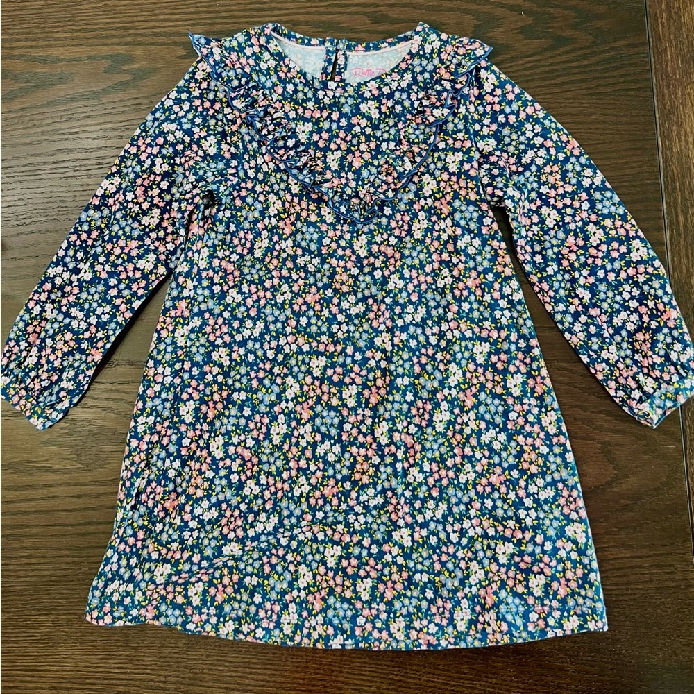 Ruffle Butts Floral Kids Dress - Navy multicolor